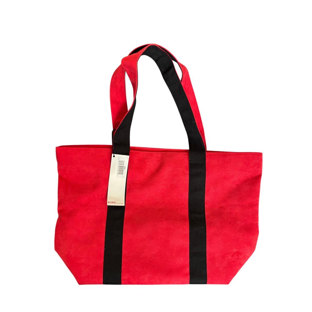 3 Shoulder Shopper Totes Bags NWT Michael Kors gwp Kohls Red Suede White Patent - Picture 2 of 8